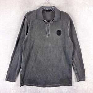 PXG Parsons Xtreme Golf Polo Shirt Men M Gray Darkness Embroidered Skull Preppy
